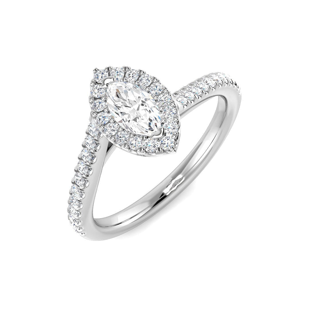 Halo Diamond Ring 0.58ct–0.8ct – SR3249 – 18k White Gold