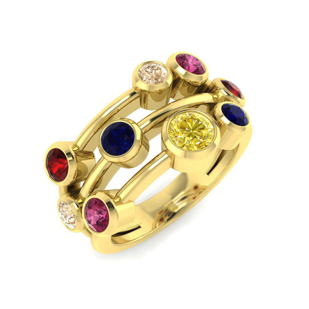Bubble Diamond Ring 1.7ct – BJR0265~MS – 18k Yellow Gold