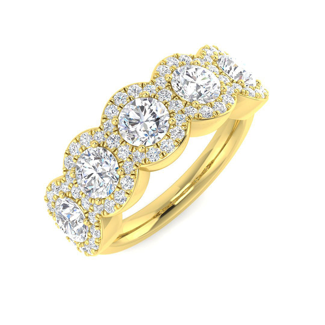 Five Stone Diamond Ring 0.97ct–1.9ct – SR2293 – 18k Yellow Gold