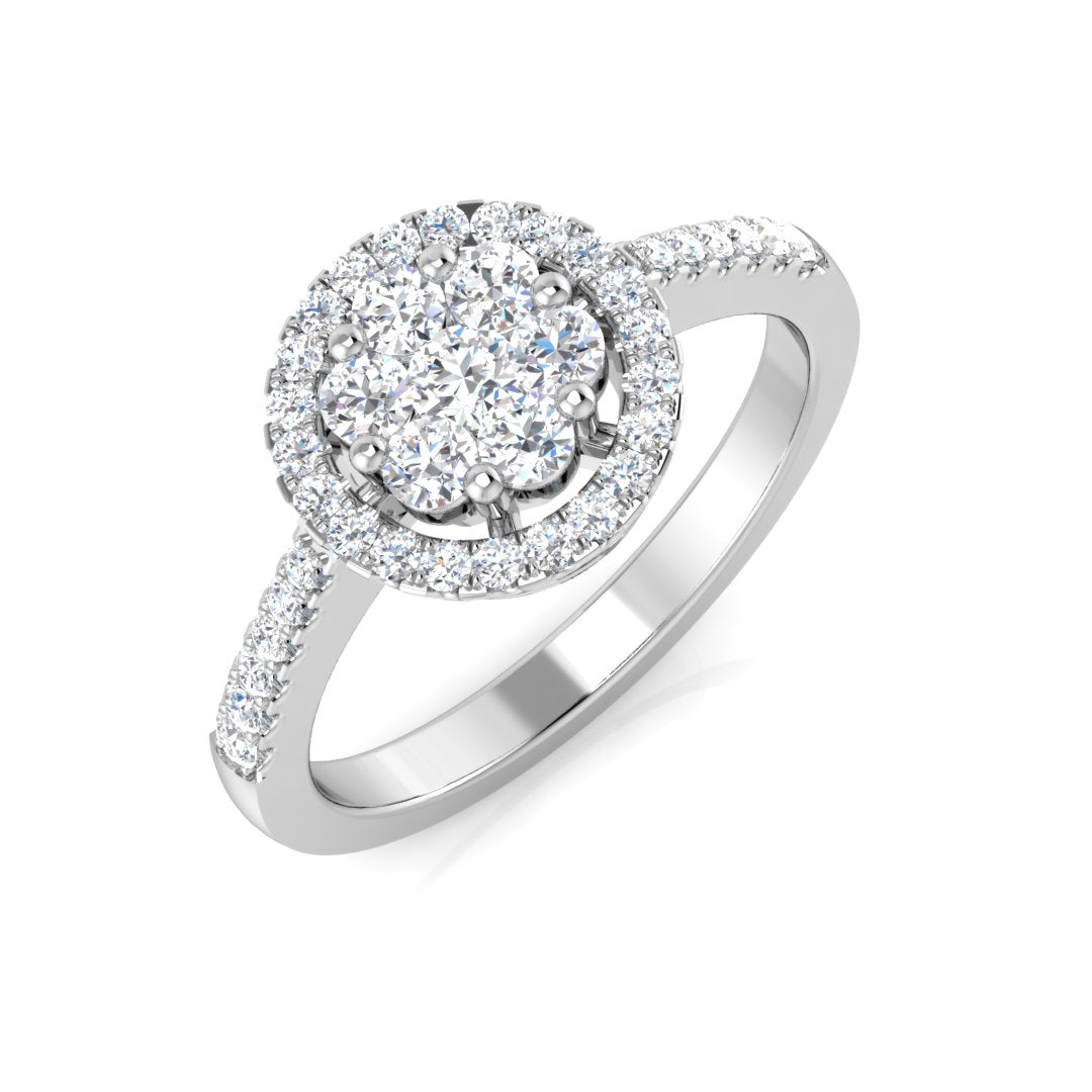 Cluster Diamond Ring 0.45ct – DNR232 – 18k White Gold