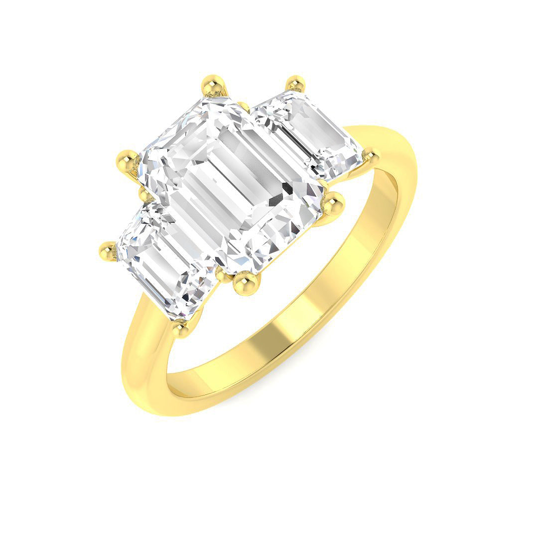 Three Stone Lab-Grown Diamond Ring 3.16ct – SR4516 – 18k Yellow Gold