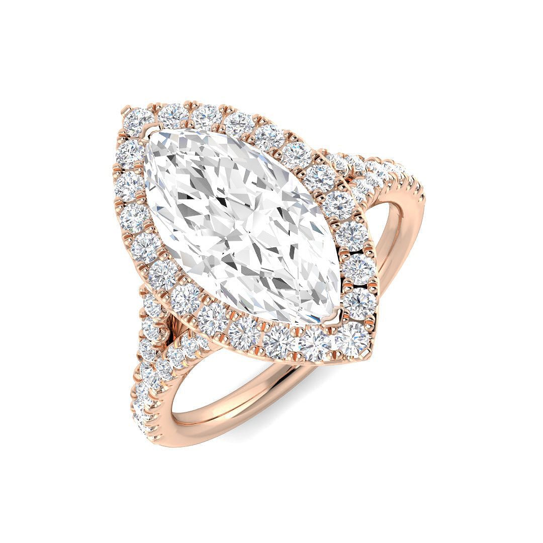 Halo Lab-Grown Diamond Ring 1.48ct–2.6ct – SR4916 – 18k Rose Gold