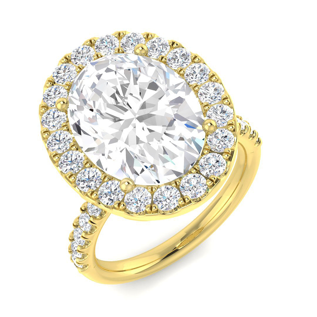 Halo Diamond Ring 0.63ct–5.92ct – SR54 – 18k Yellow Gold