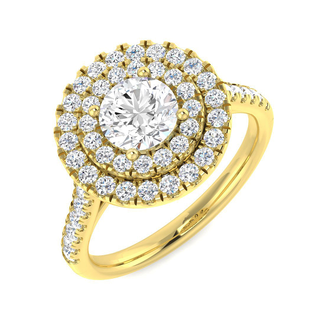 Halo Lab-Grown Diamond Ring 1.43ct–1.75ct – SR954 – 18k Yellow Gold