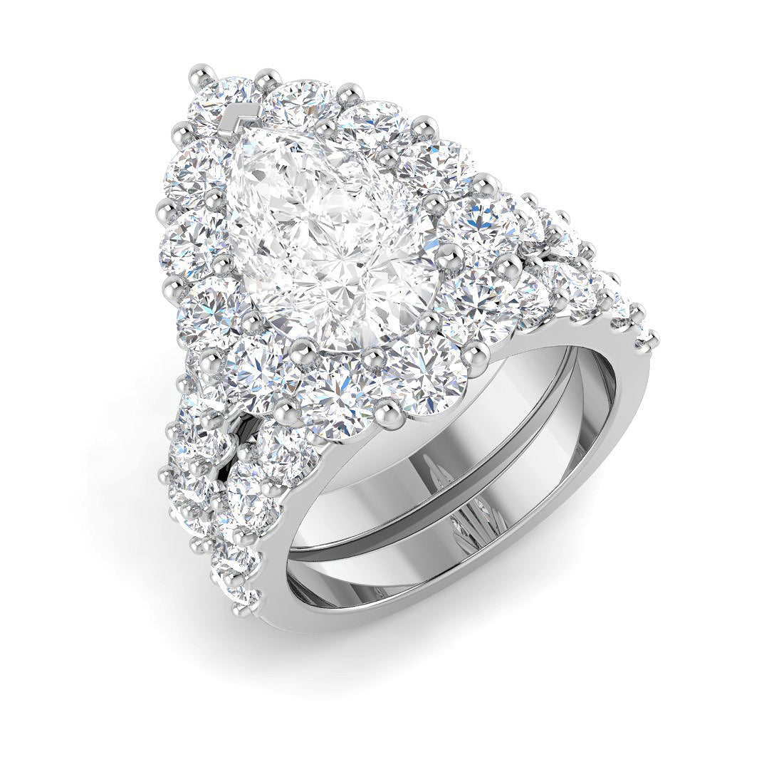 Halo Lab-Grown Diamond Ring 5.93ct–7.24ct – SR4117 – 18k White Gold