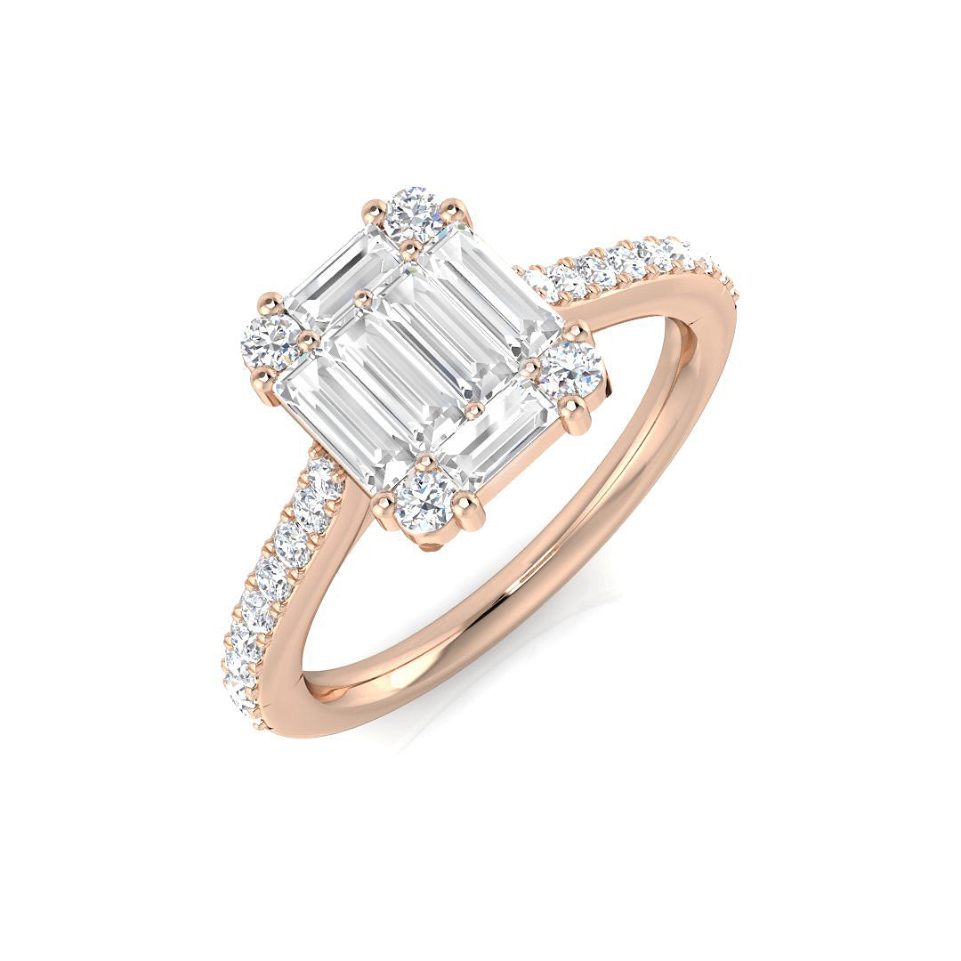 Baguette & Brilliant Diamond Ring 0.48ct–1.68ct – SR61 – 18k Rose Gold