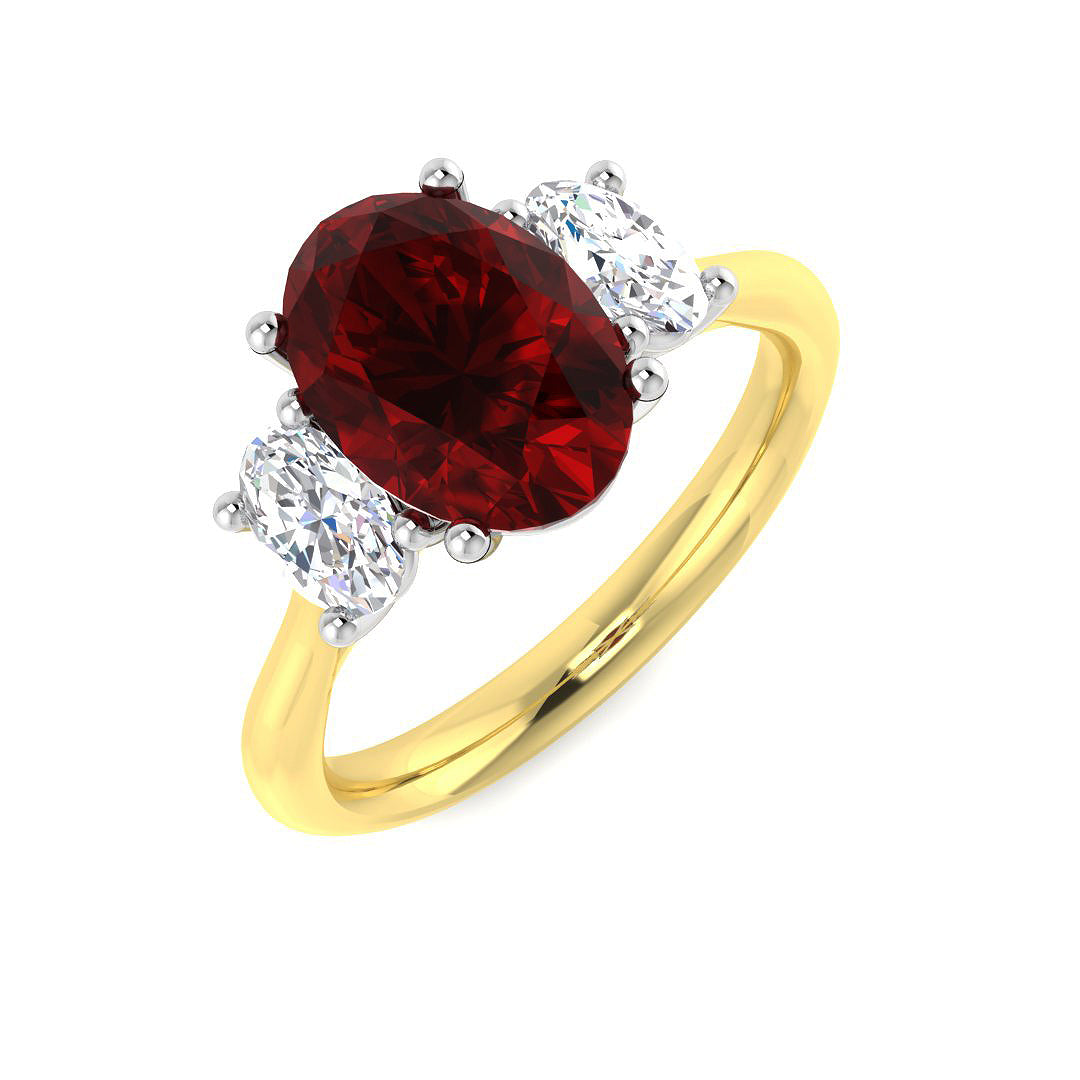 Ruby Lab-Grown Diamond Ring 2.39ct–2.89ct – SR635 – 18k Yellow Gold