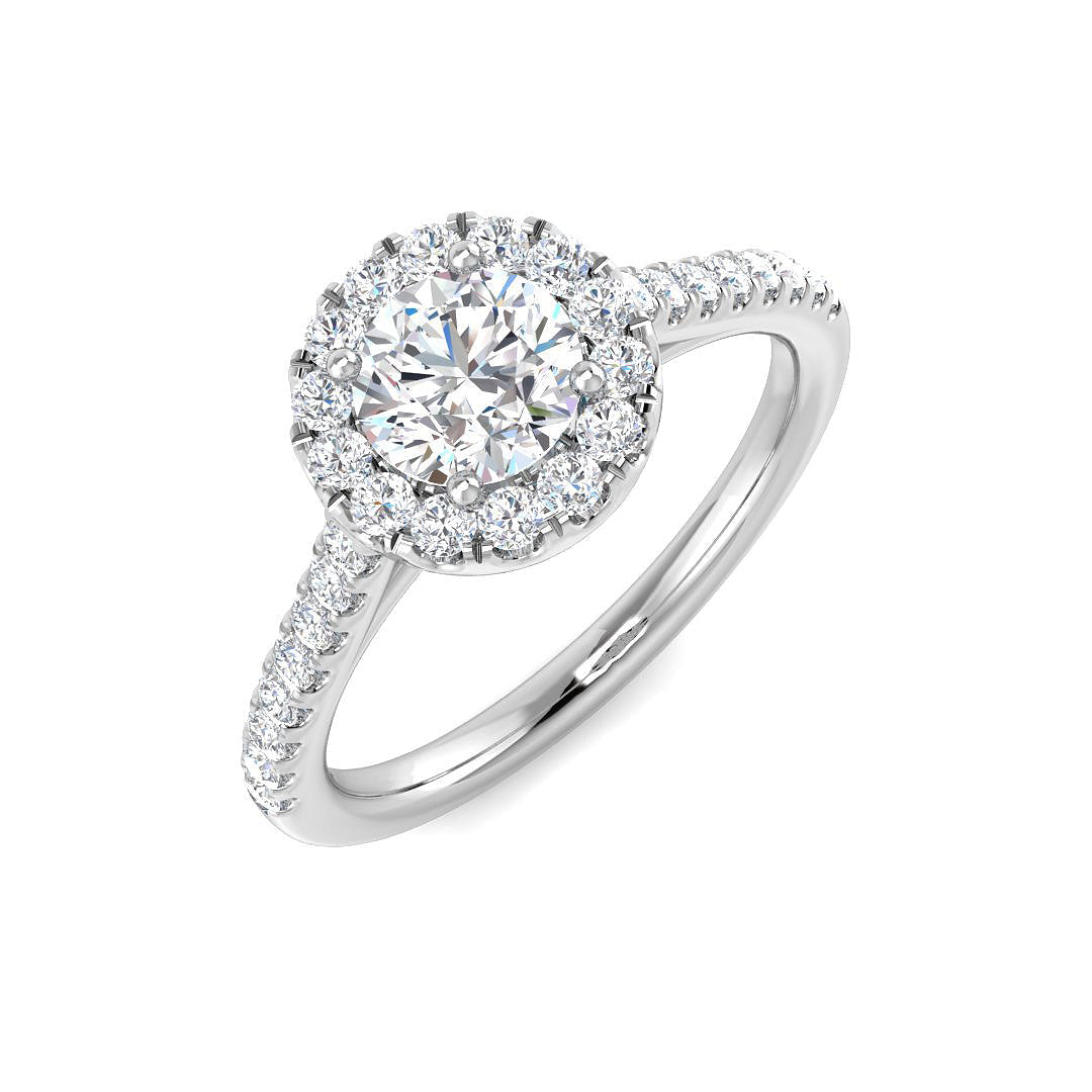 Halo Diamond Ring 0.85ct–0.89ct – SR4623 – 18k White Gold