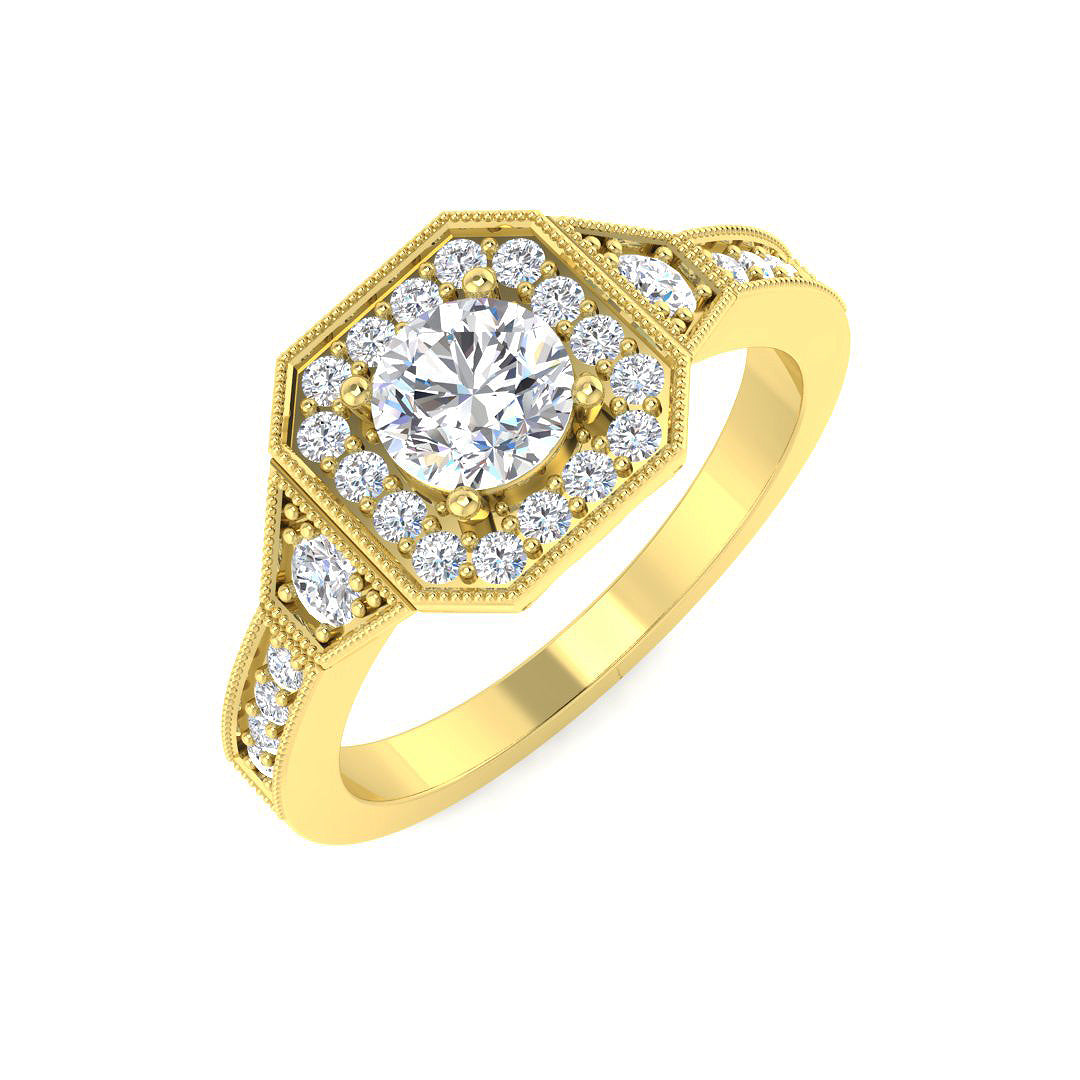 Vintage Diamond Ring 0.85ct–1.13ct – SR5935 – 18k Yellow Gold