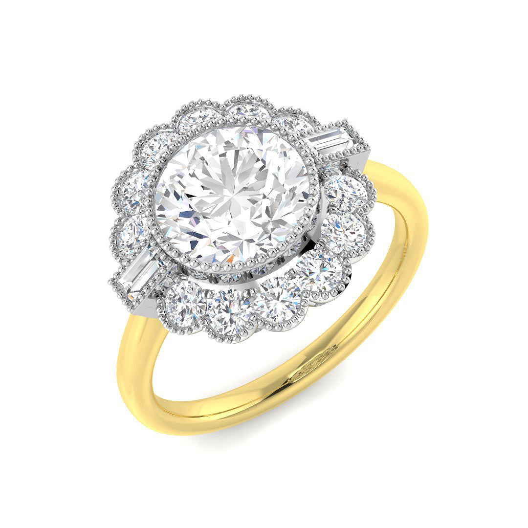 Vintage Lab-Grown Diamond Ring 1.36ct–4.03ct – SR7348 – 18k Yellow Gold