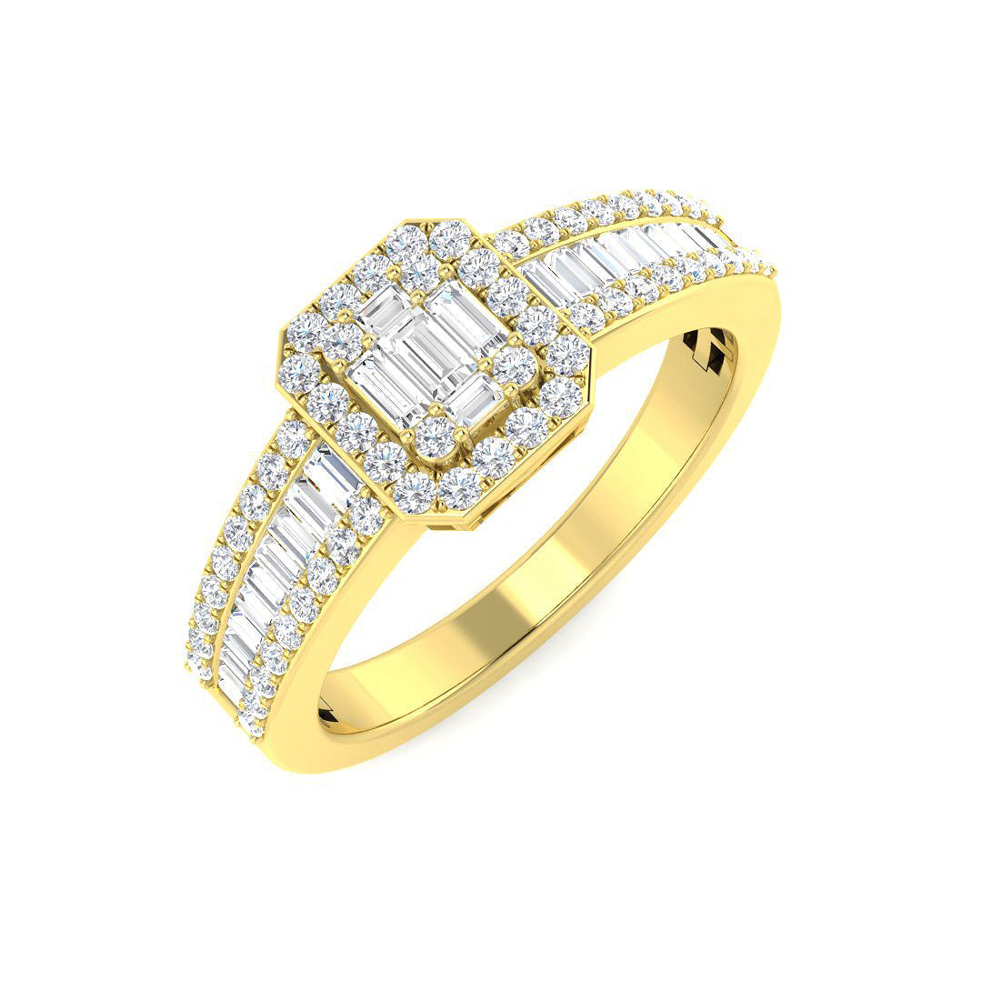 Baguette & Brilliant Diamond Ring 0.56ct–1.67ct – SL7103 – 18k Yellow Gold