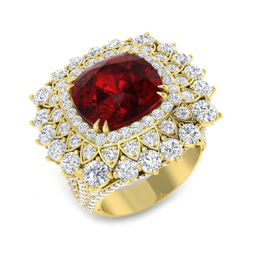 Fancy Lab-Grown Diamond Ring 13.87ct – SR4363~RY – 18k Yellow Gold
