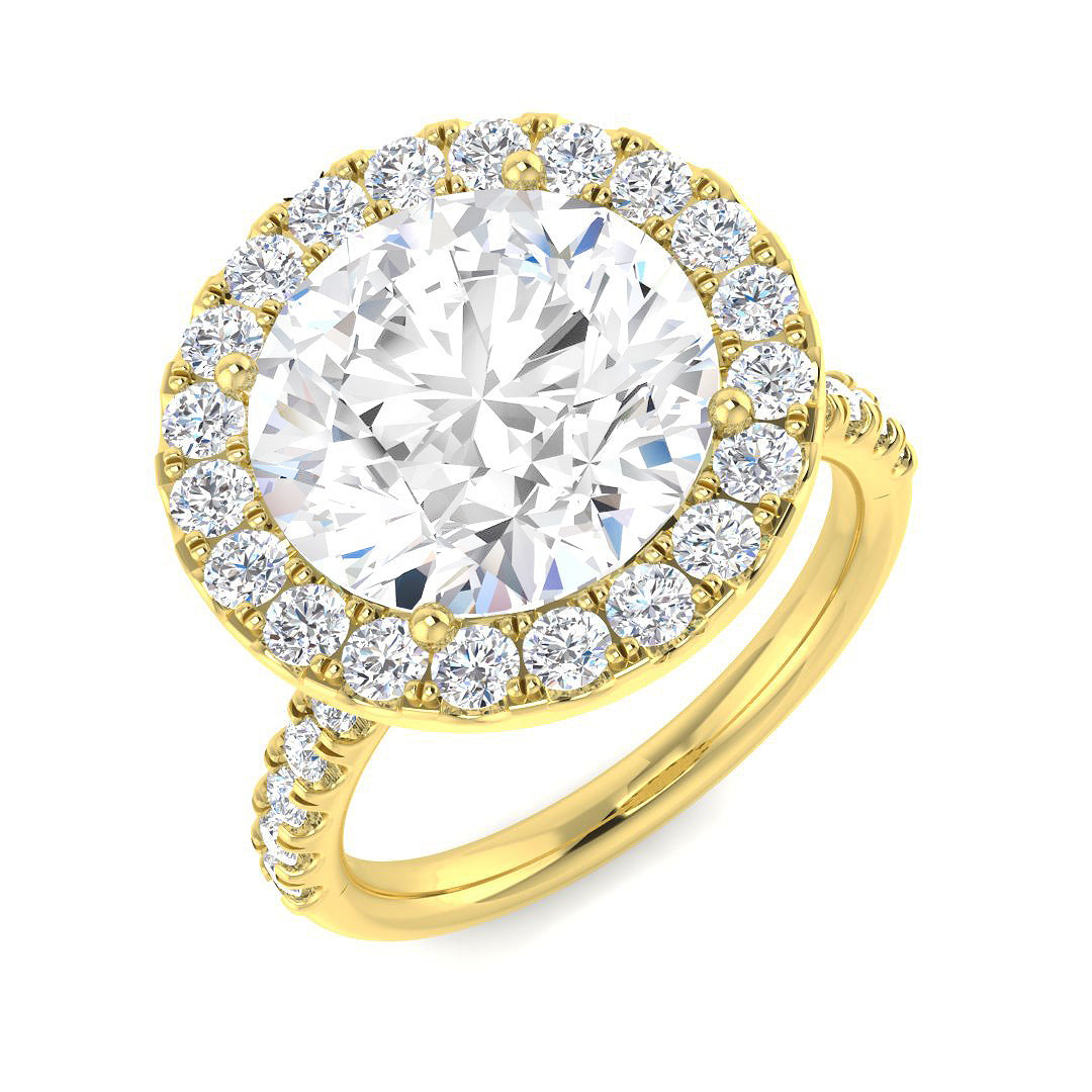Halo Lab-Grown Diamond Ring 5.82ct – SR6125 – 18k Yellow Gold