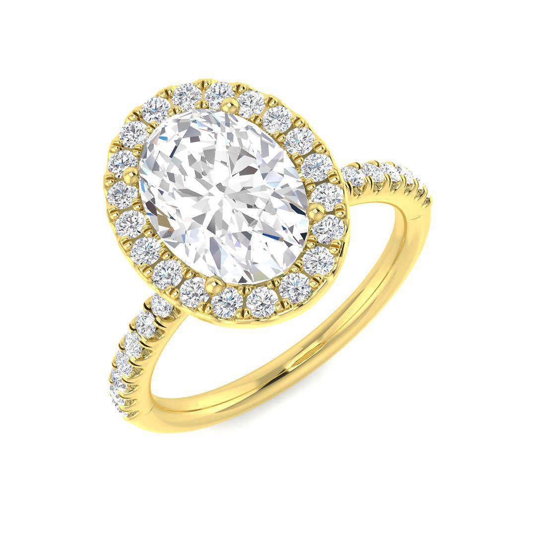 Halo Diamond Ring 0.63ct–5.92ct – SR54 – 18k Yellow Gold