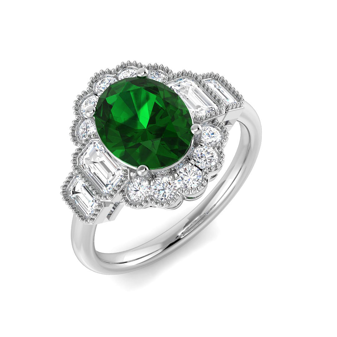 Vintage Lab-Grown Diamond Ring 2.82ct – SR7638~COEM – 18k White Gold