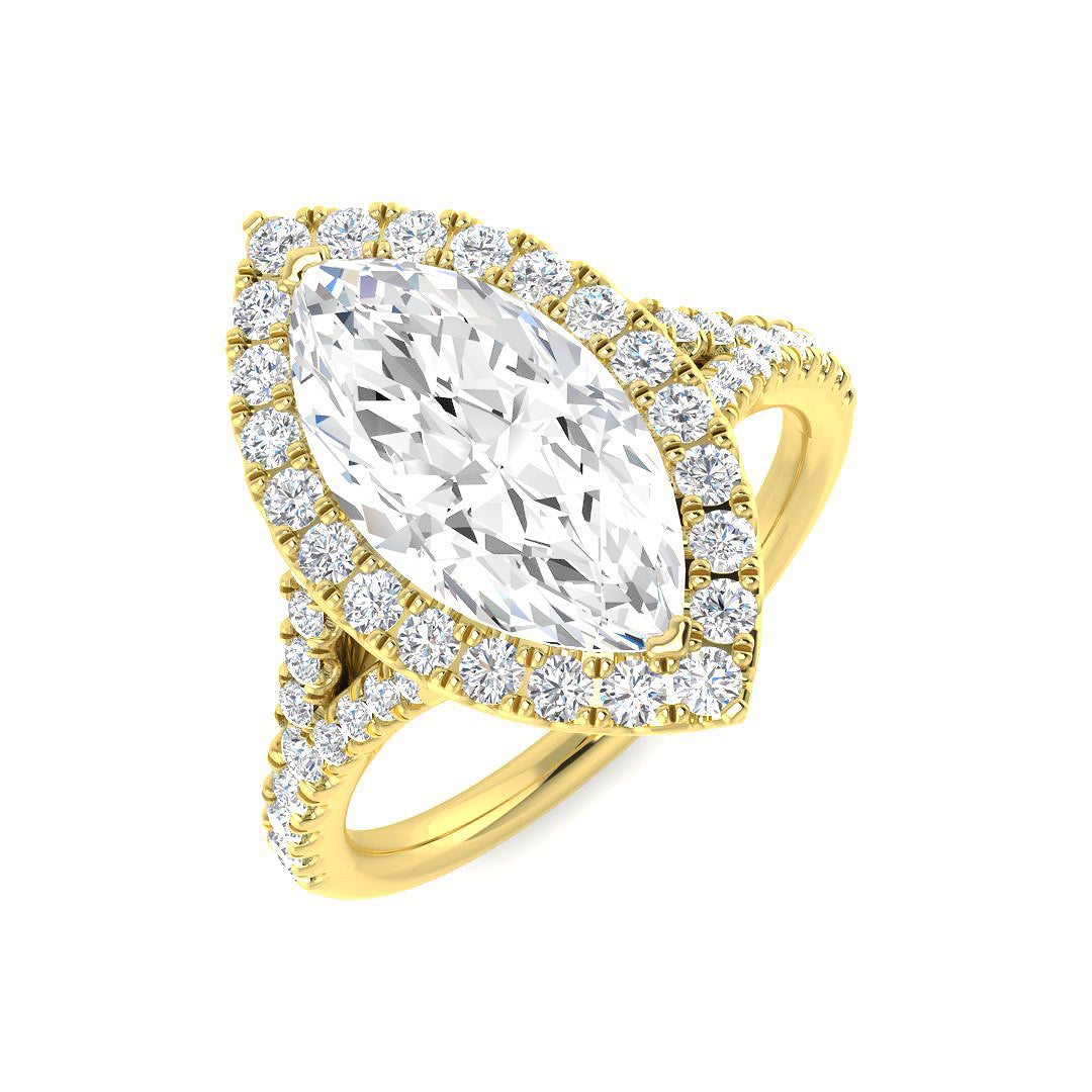Halo Lab-Grown Diamond Ring 1.48ct–2.6ct – SR4916 – 18k Yellow Gold