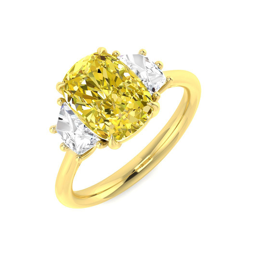 Three Stone Lab-Grown Diamond Ring 2.7ct–4.11ct – SR6975~LGYD – 18k Yellow Gold