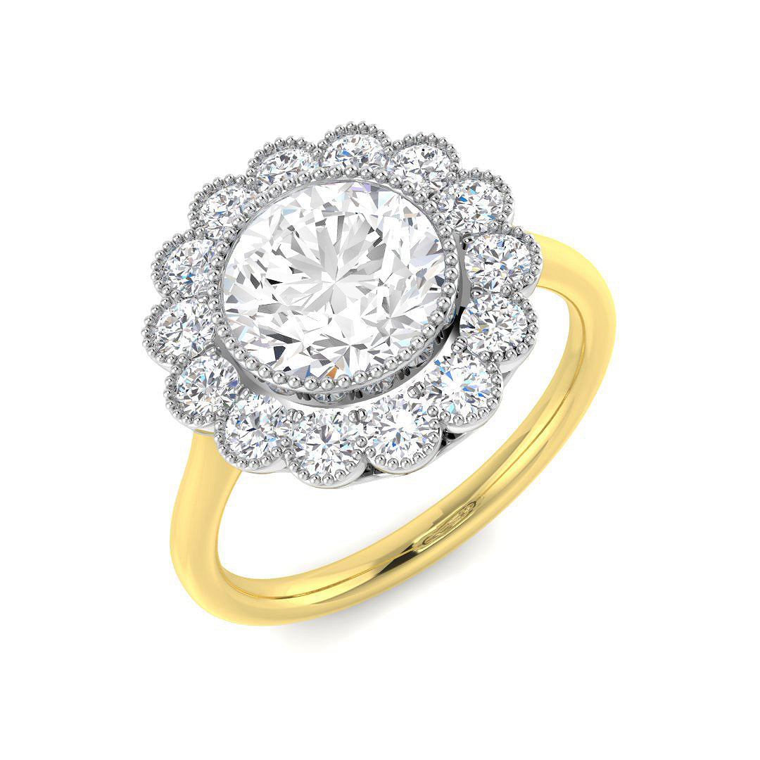 Vintage Lab-Grown Diamond Ring 1.36ct–4.07ct – SR7350 – 18k Yellow Gold