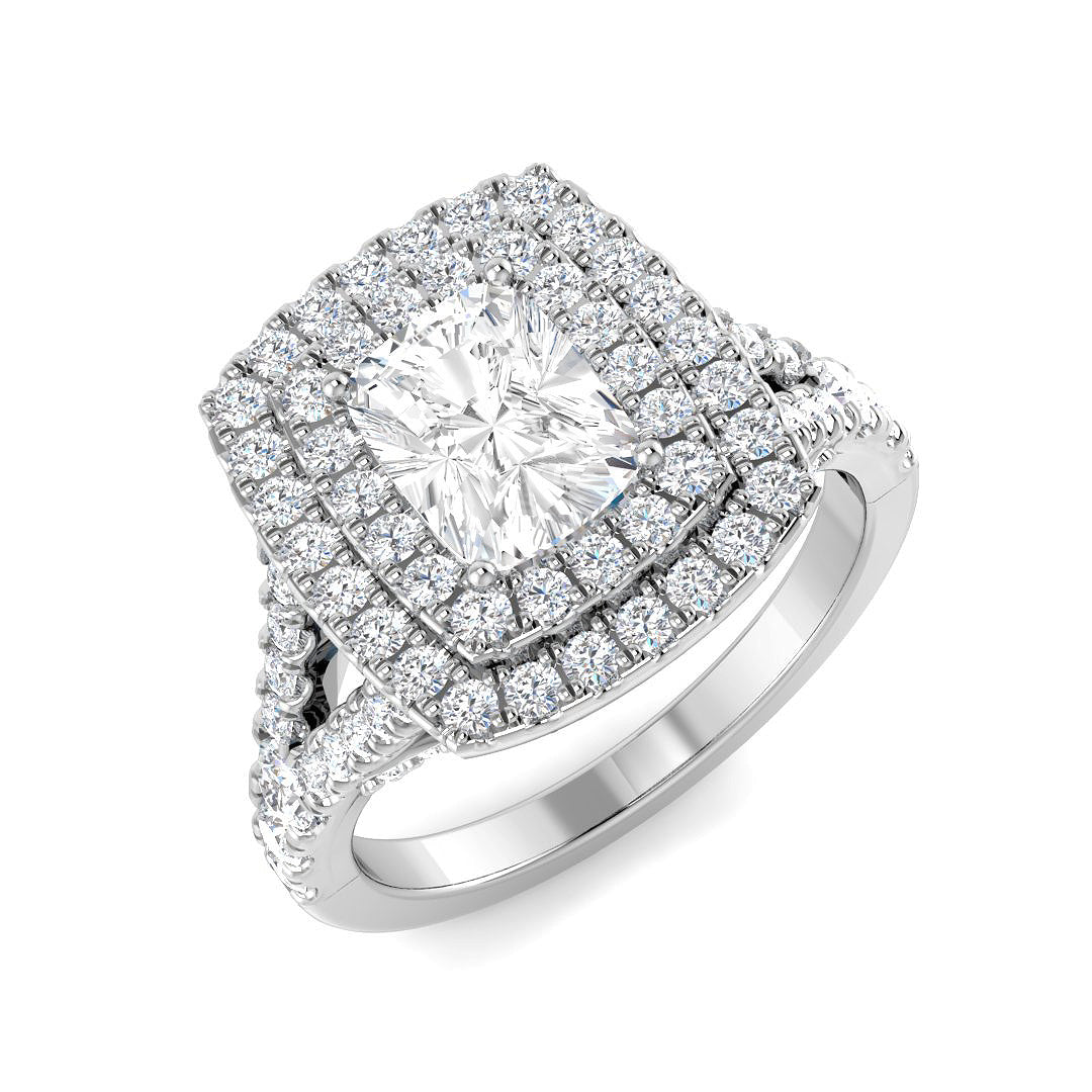 Halo Lab-Grown Diamond Ring 2.11ct–2.22ct – SR4632 – 18k White Gold