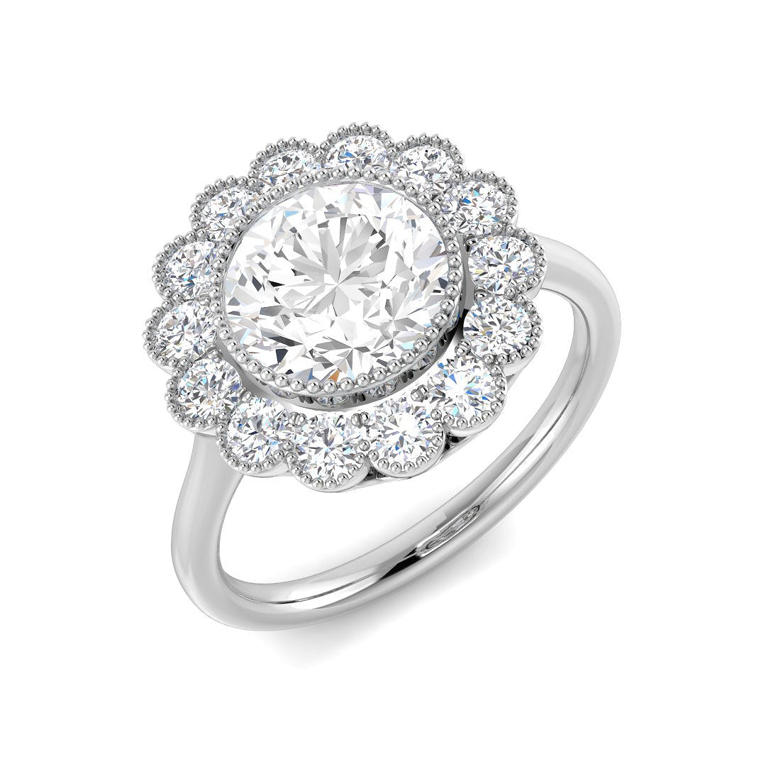 Vintage Lab-Grown Diamond Ring 1.36ct–4.07ct – SR7350 – 18k White Gold