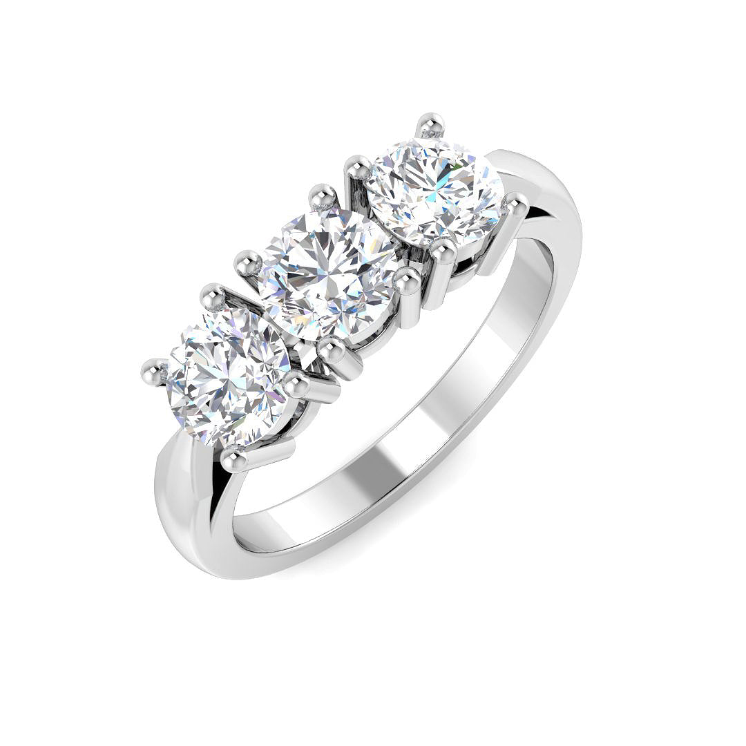 Three Stone Diamond Ring 0.57ct–3.21ct – SR4262 – 18k White Gold