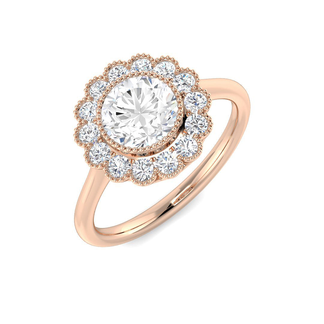 Vintage Lab-Grown Diamond Ring 1.36ct–4.07ct – SR7350 – 18k Rose Gold