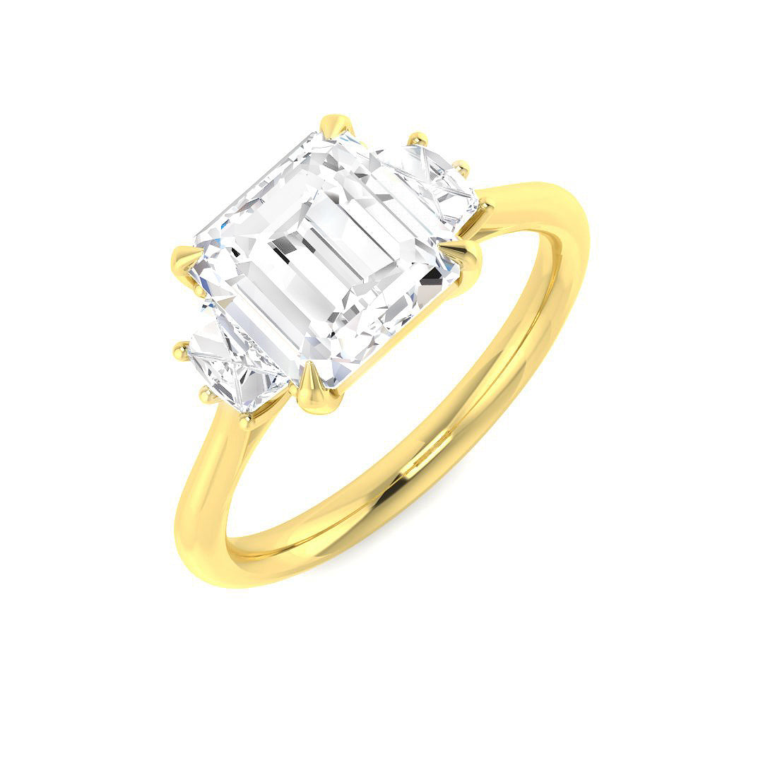 Three Stone Lab-Grown Diamond Ring 2.36ct–3.4ct – SR6984 – 18k Yellow Gold