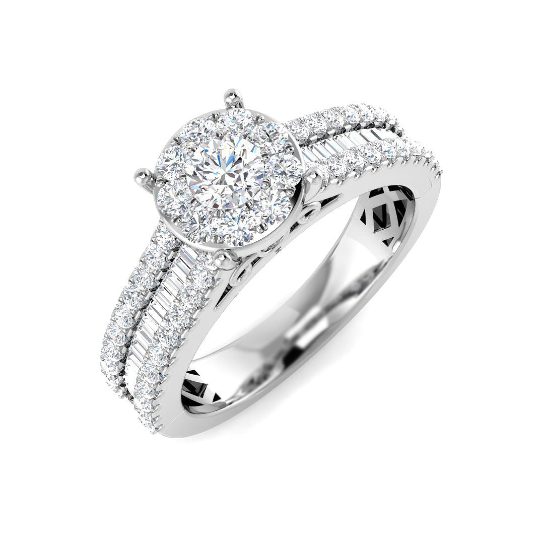 Baguette & Brilliant Diamond Ring 0.79ct–3.19ct – SR15 – 18k White Gold