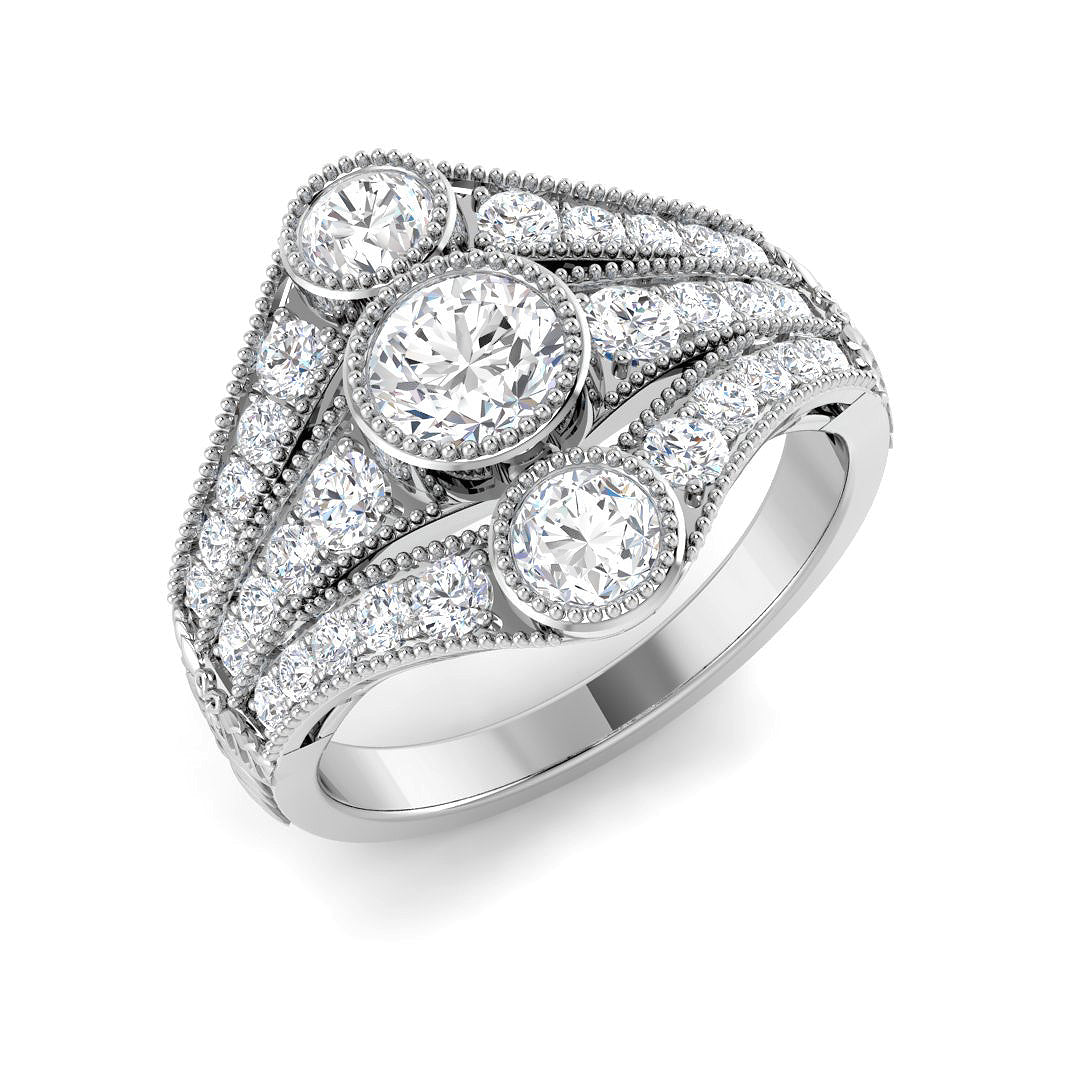 Vintage Lab-Grown Diamond Ring 1.33ct – SR7628 – 18k White Gold