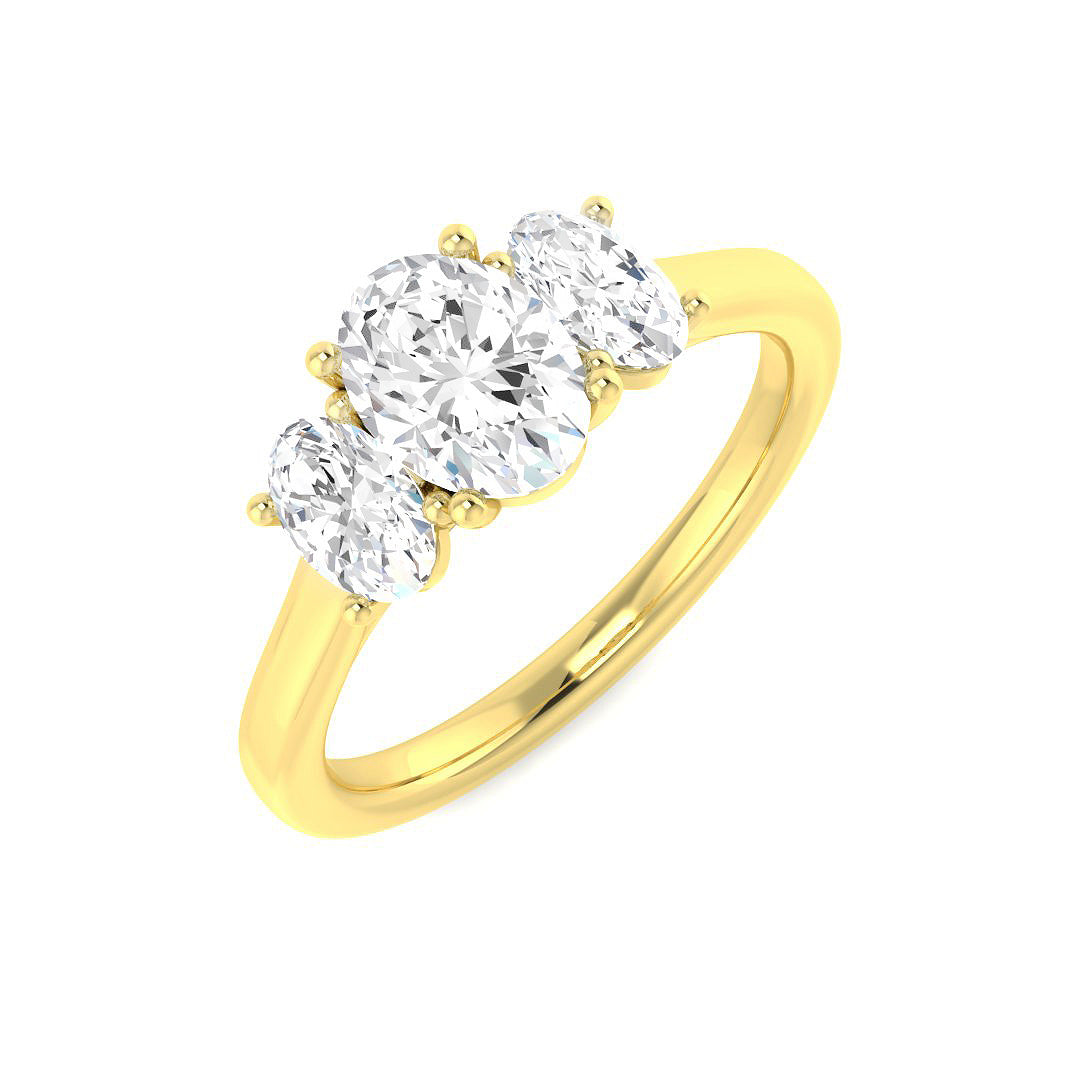 Three Stone Lab-Grown Diamond Ring 1.31ct – SR5795 – 18k Yellow Gold