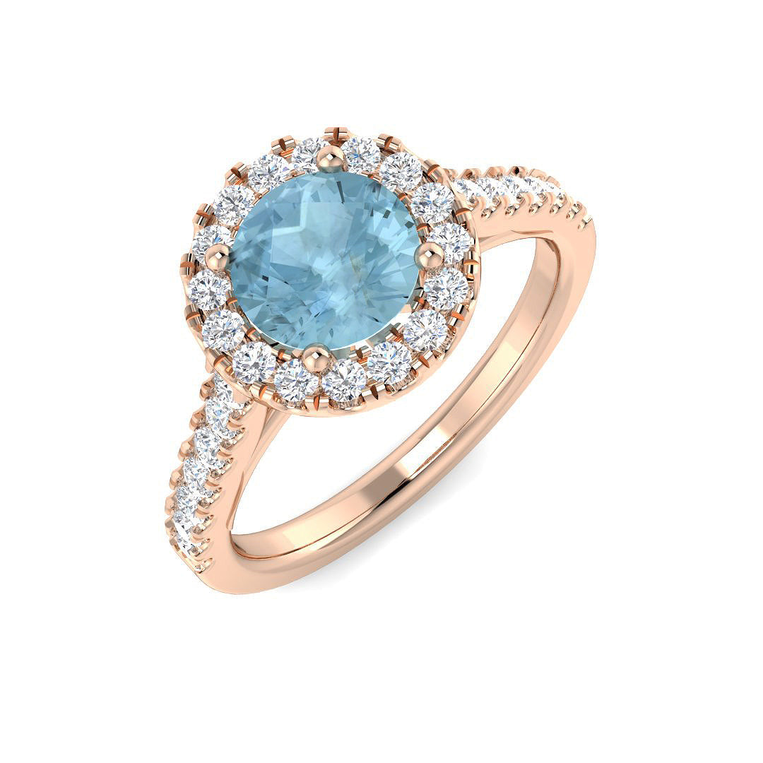 Halo Diamond Ring 1.56ct – SL9667-6.5~AQ – 18k Rose Gold
