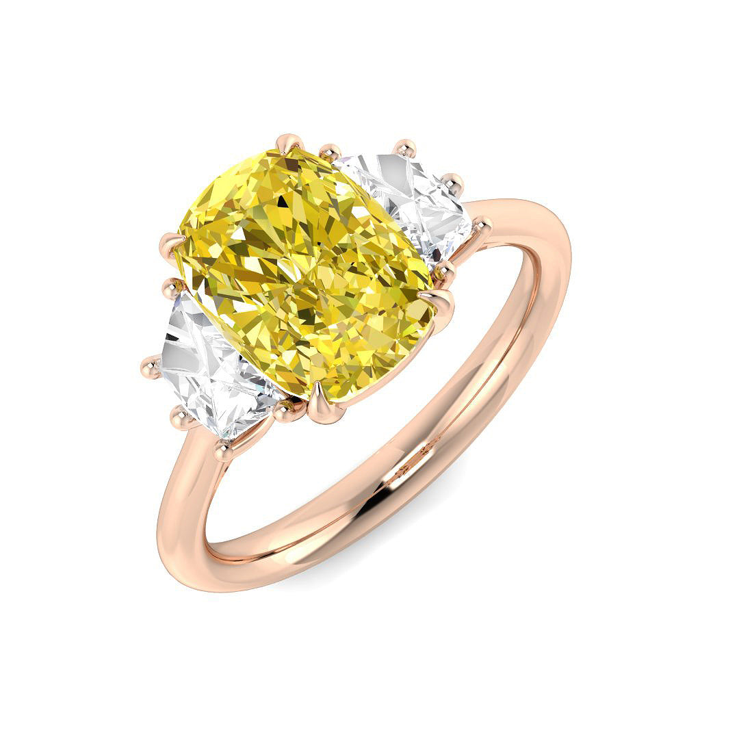 Three Stone Lab-Grown Diamond Ring 2.7ct–4.11ct – SR6975~LGYD – 18k Rose Gold