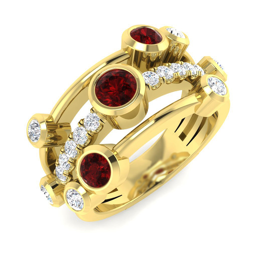 Bubble Diamond Ring 1.22ct – SR1085~RY – 18k Yellow Gold