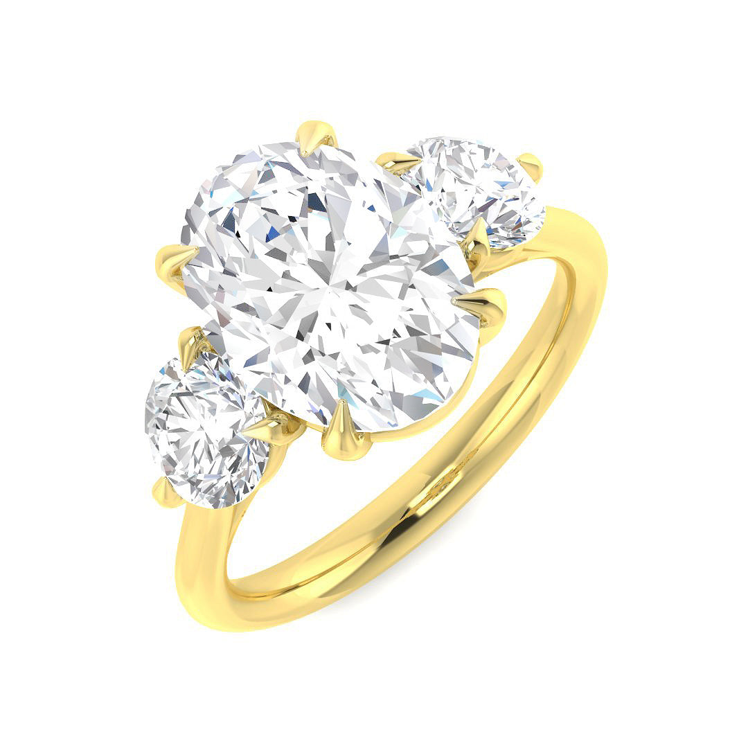 Three Stone Lab-Grown Diamond Ring 4.1ct – SR7120 – 18k Yellow Gold