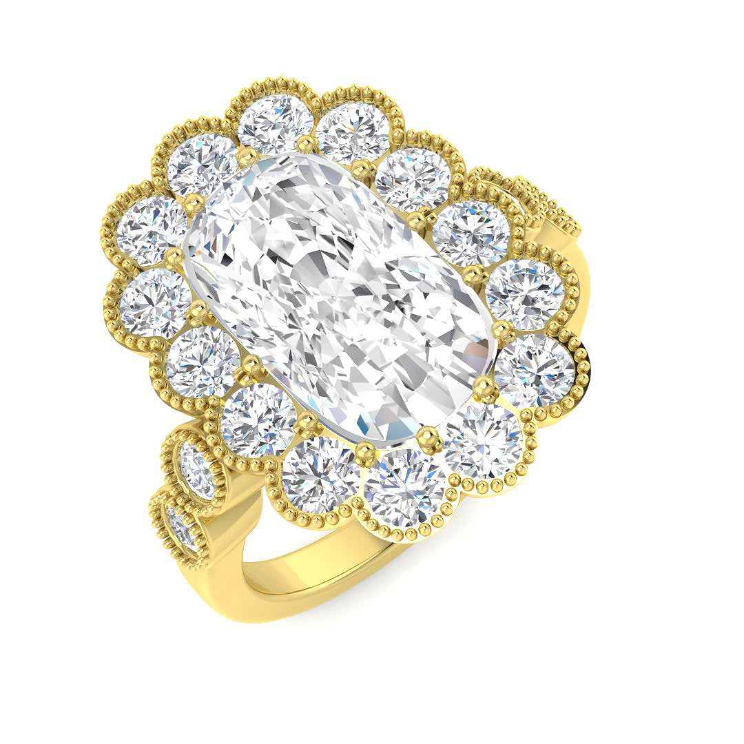 Vintage Lab-Grown Diamond Ring 1.46ct–4.42ct – SR7522 – 18k Yellow Gold