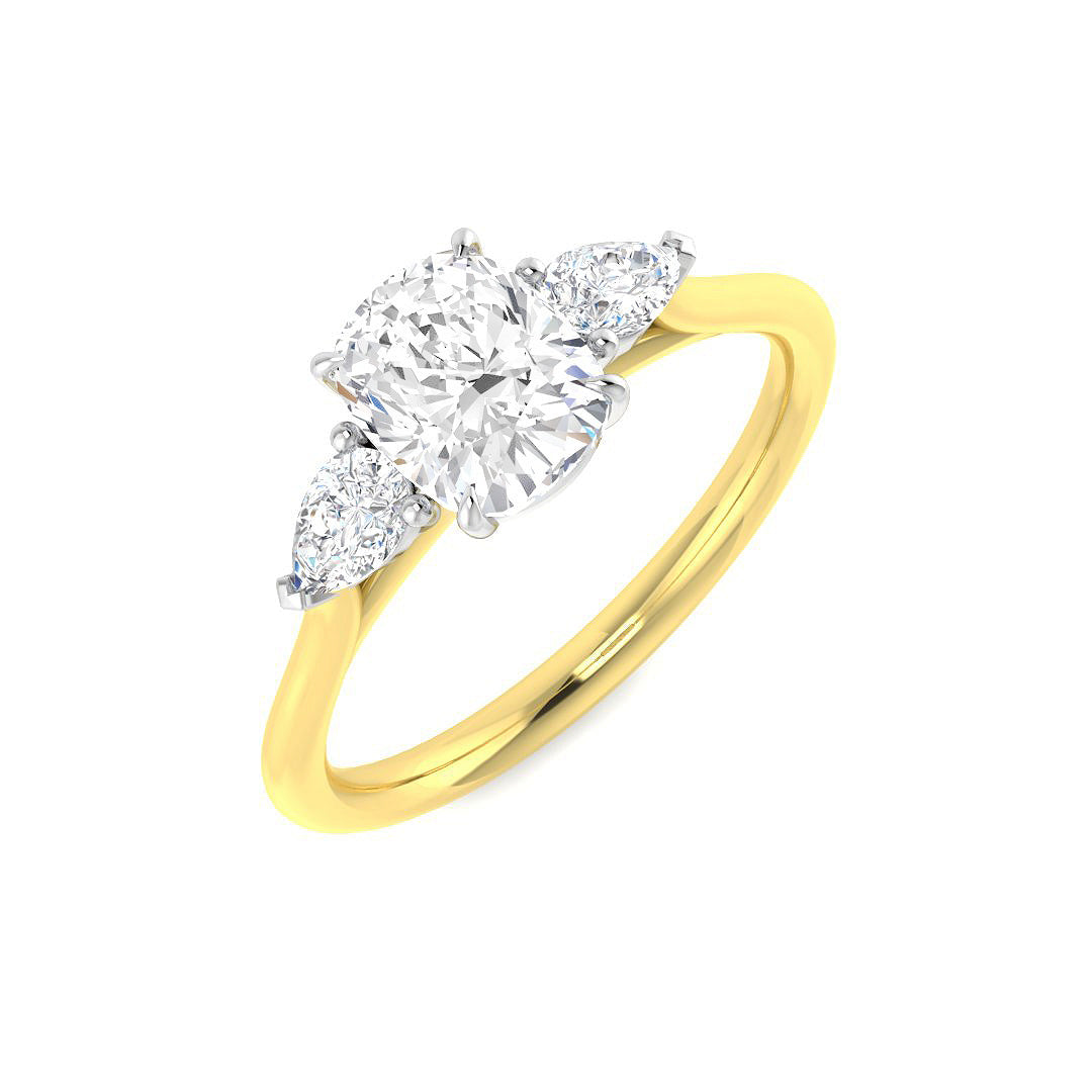 Three Stone Lab-Grown Diamond Ring 1.29ct–2.77ct – SR5787 – 18k Yellow Gold