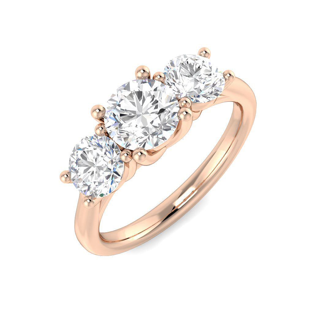 Three Stone Lab-Grown Diamond Ring 1.93ct – SR4808 – 18k Rose Gold