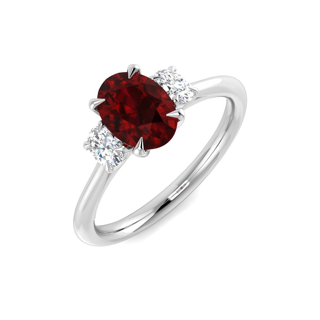 Ruby Lab-Grown Diamond Ring 1.25ct–1.28ct – SR2850 – 18k White Gold