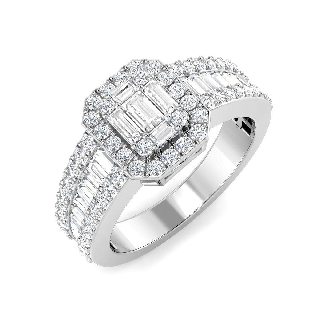 Baguette & Brilliant Diamond Ring 0.56ct–1.67ct – SL7103 – 18k White Gold