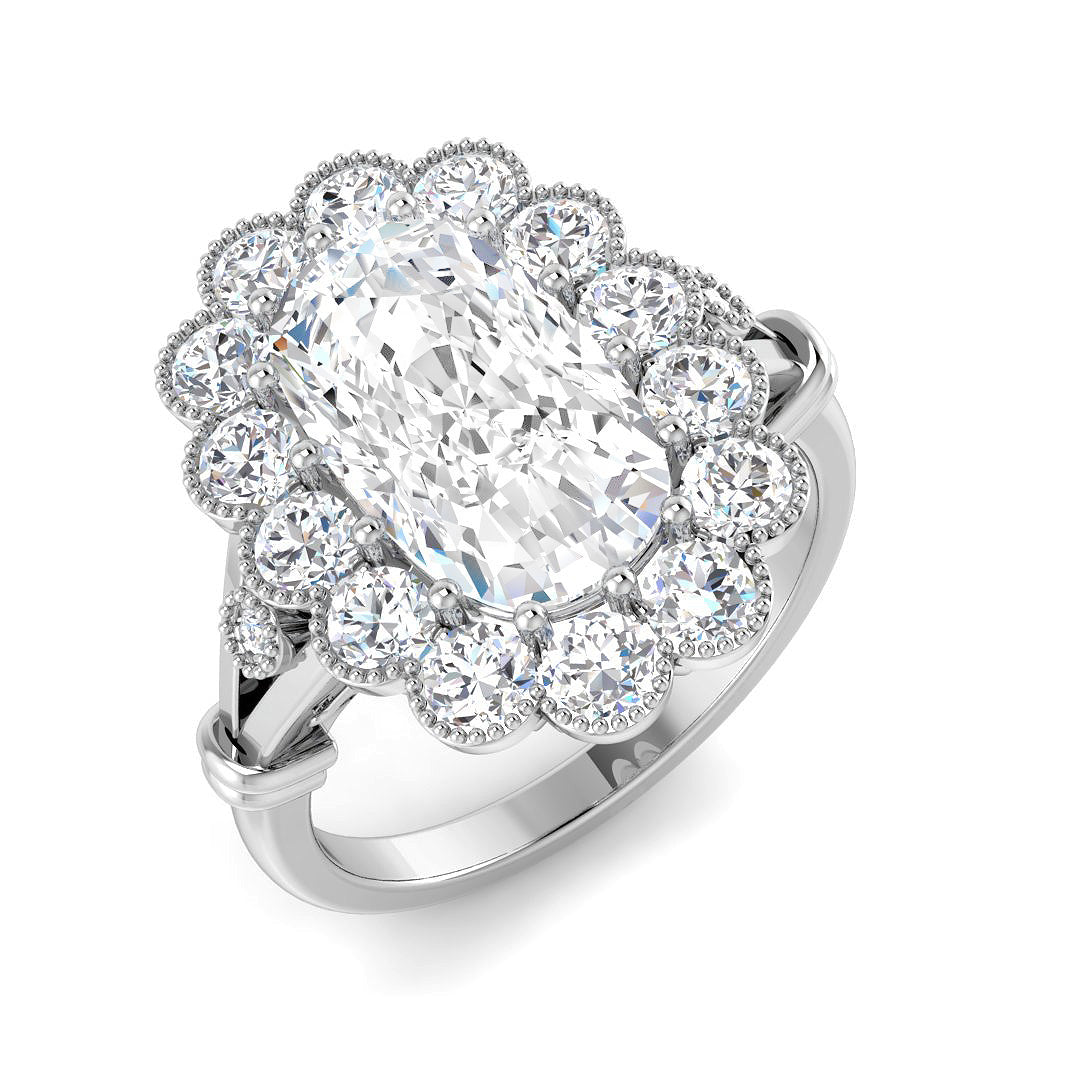 Vintage Lab-Grown Diamond Ring 3.95ct–3.97ct – SR7518 – 18k White Gold