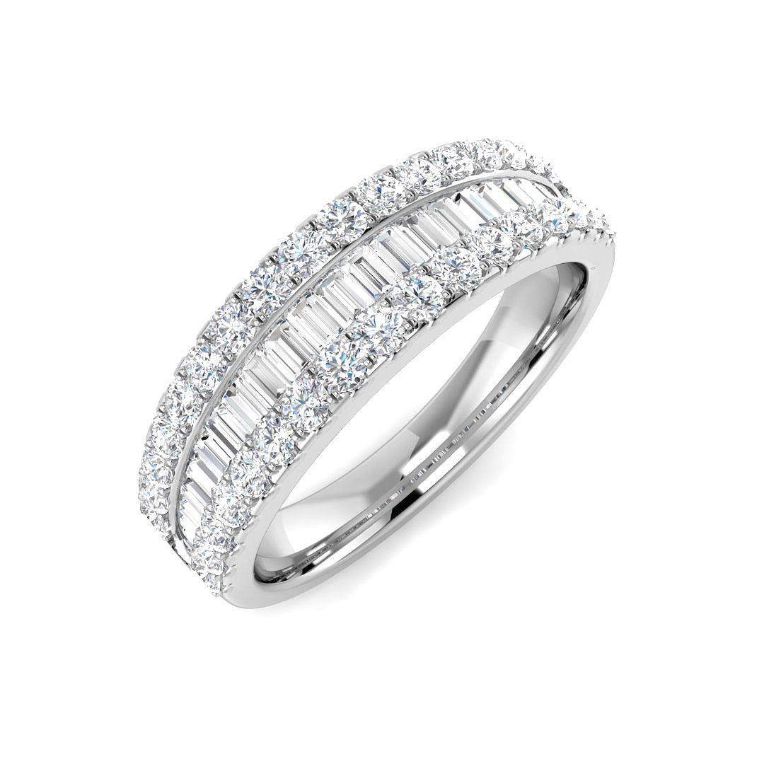 Baguette & Brilliant Diamond Ring 0.91ct – SR5502 – 18k White Gold