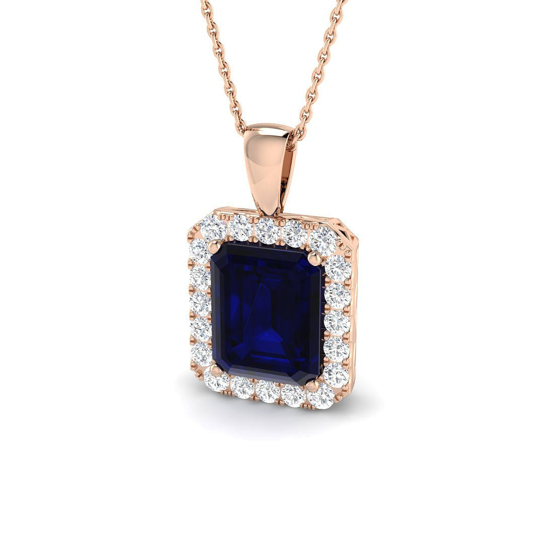 Blue Sapphire Diamond Ring 0.85ct–7.16ct – SP6667~BS – 18k Rose Gold