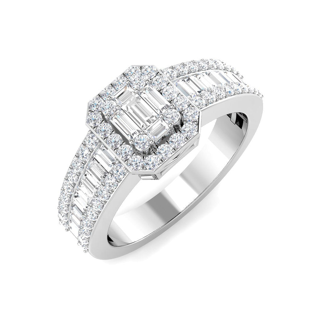 Baguette & Brilliant Diamond Ring 0.56ct–1.67ct – SL7103 – 18k White Gold