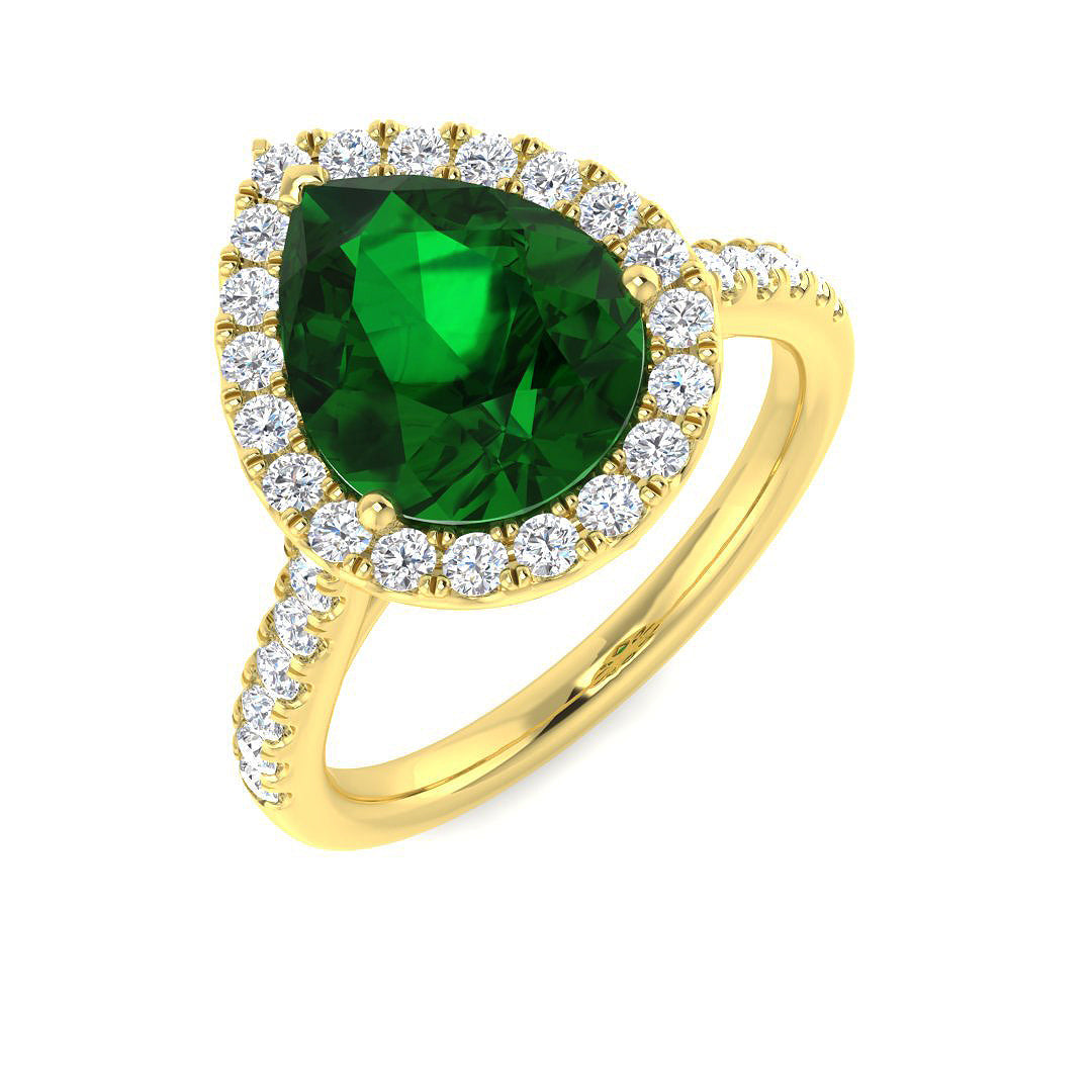 Emerald Diamond Ring 0.87ct–3.39ct – SR386~EM – 18k Yellow Gold