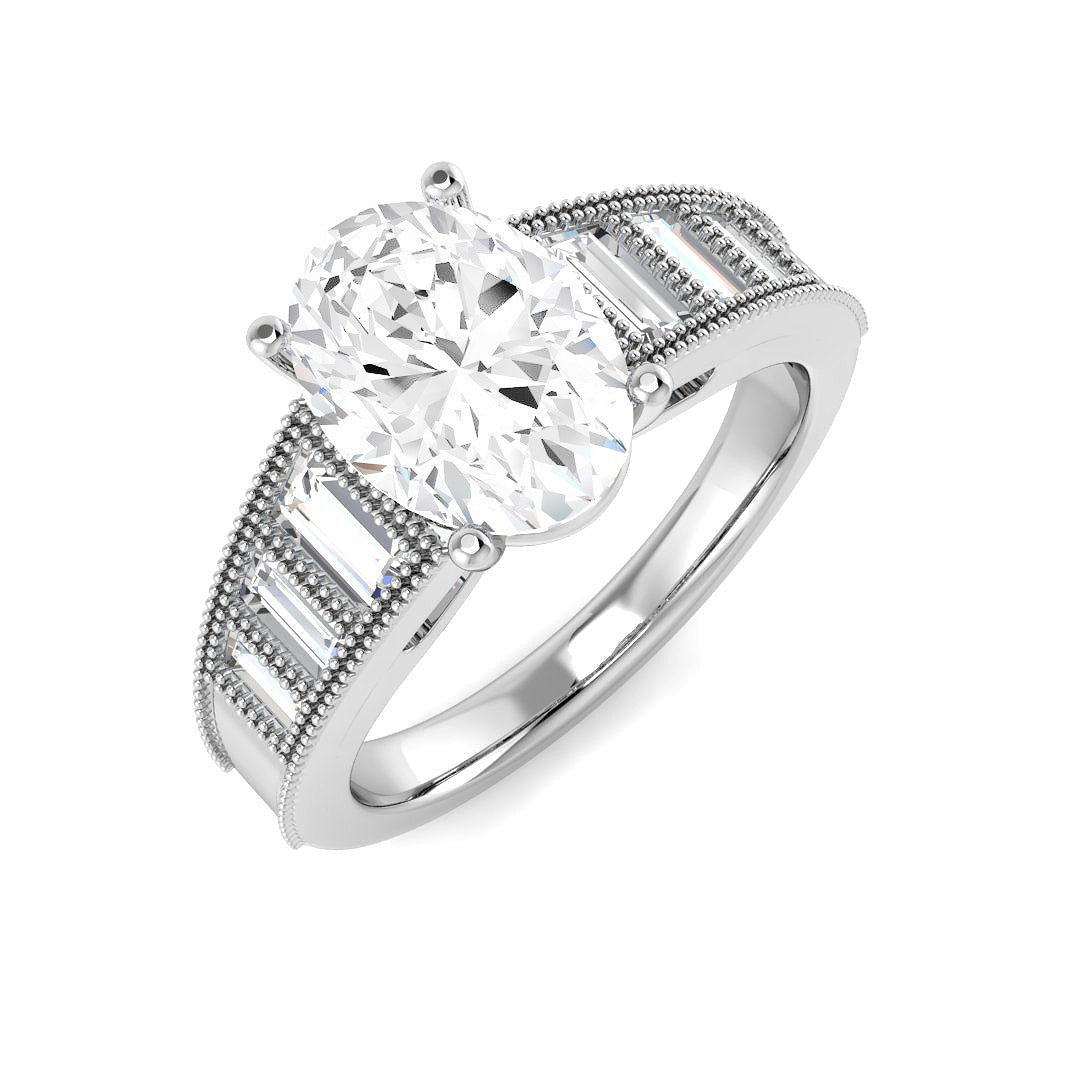 Vintage Lab-Grown Diamond Ring 2.6ct–2.61ct – SR6931 – 18k White Gold
