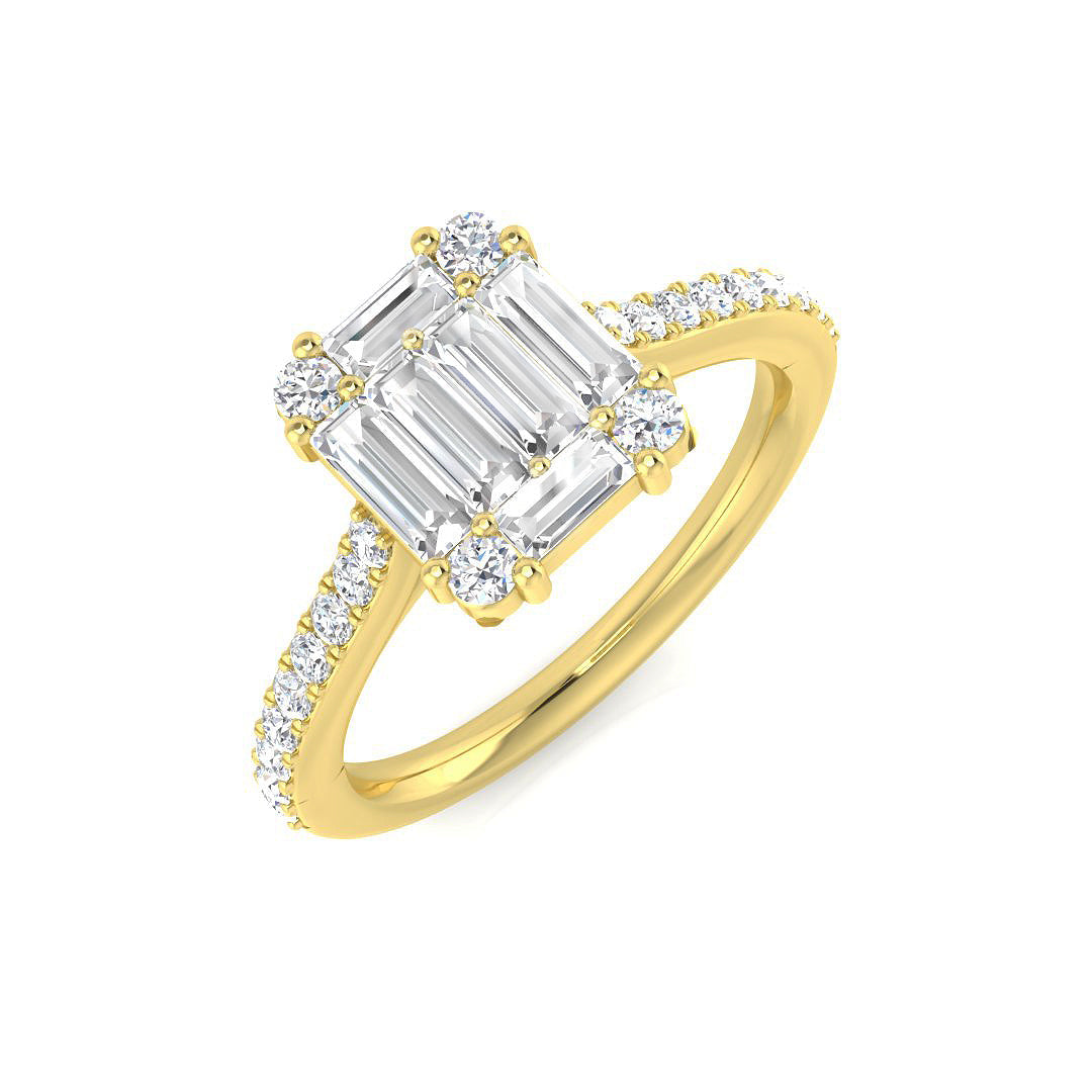 Baguette & Brilliant Diamond Ring 0.48ct–1.68ct – SR61 – 18k Yellow Gold