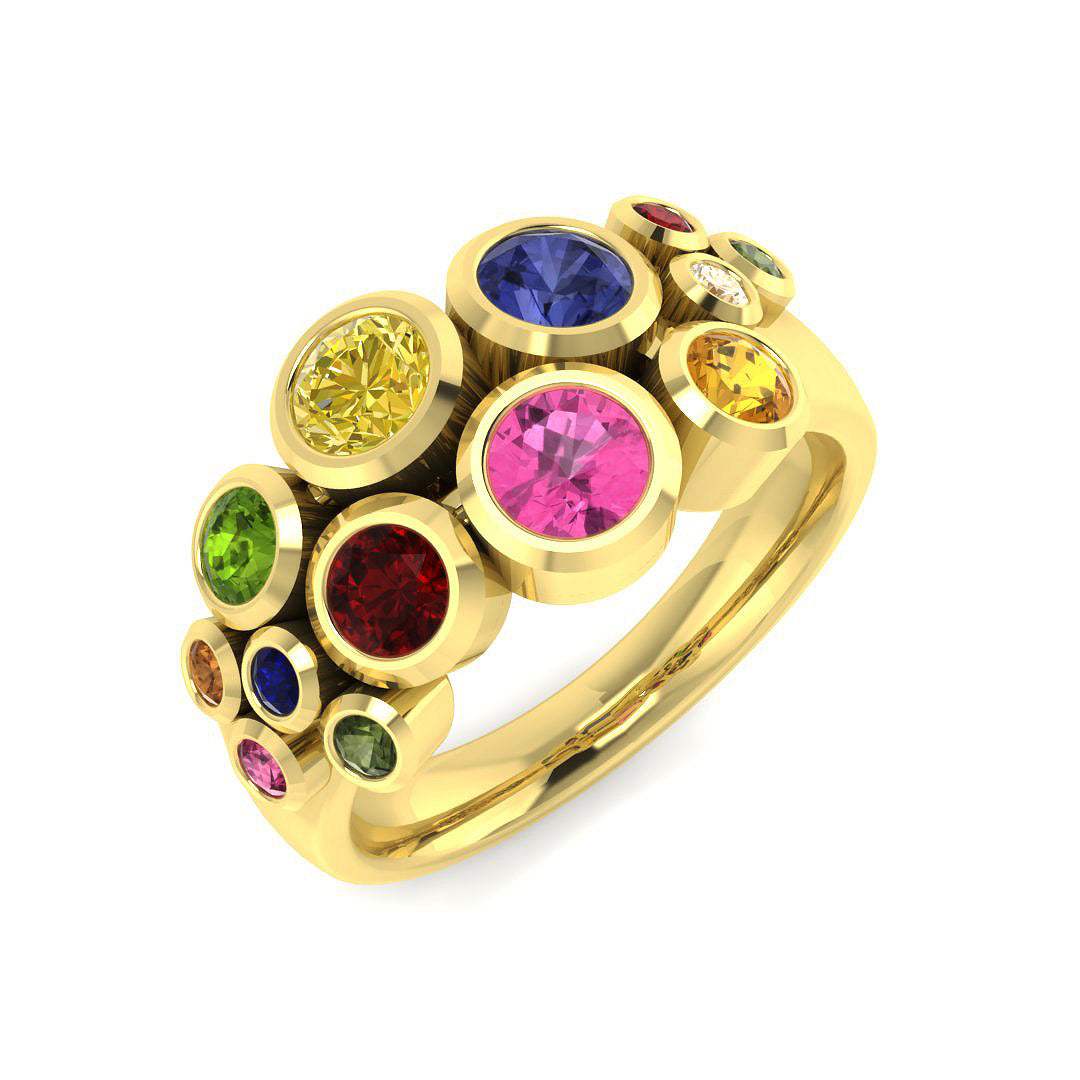 Bubble Diamond Ring 2.02ct – BJR0387~MS – 18k Yellow Gold