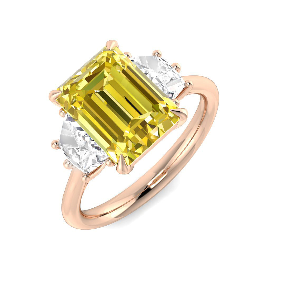 Three Stone Lab-Grown Diamond Ring 2.71ct–4.38ct – SR6948~LGYD – 18k Rose Gold