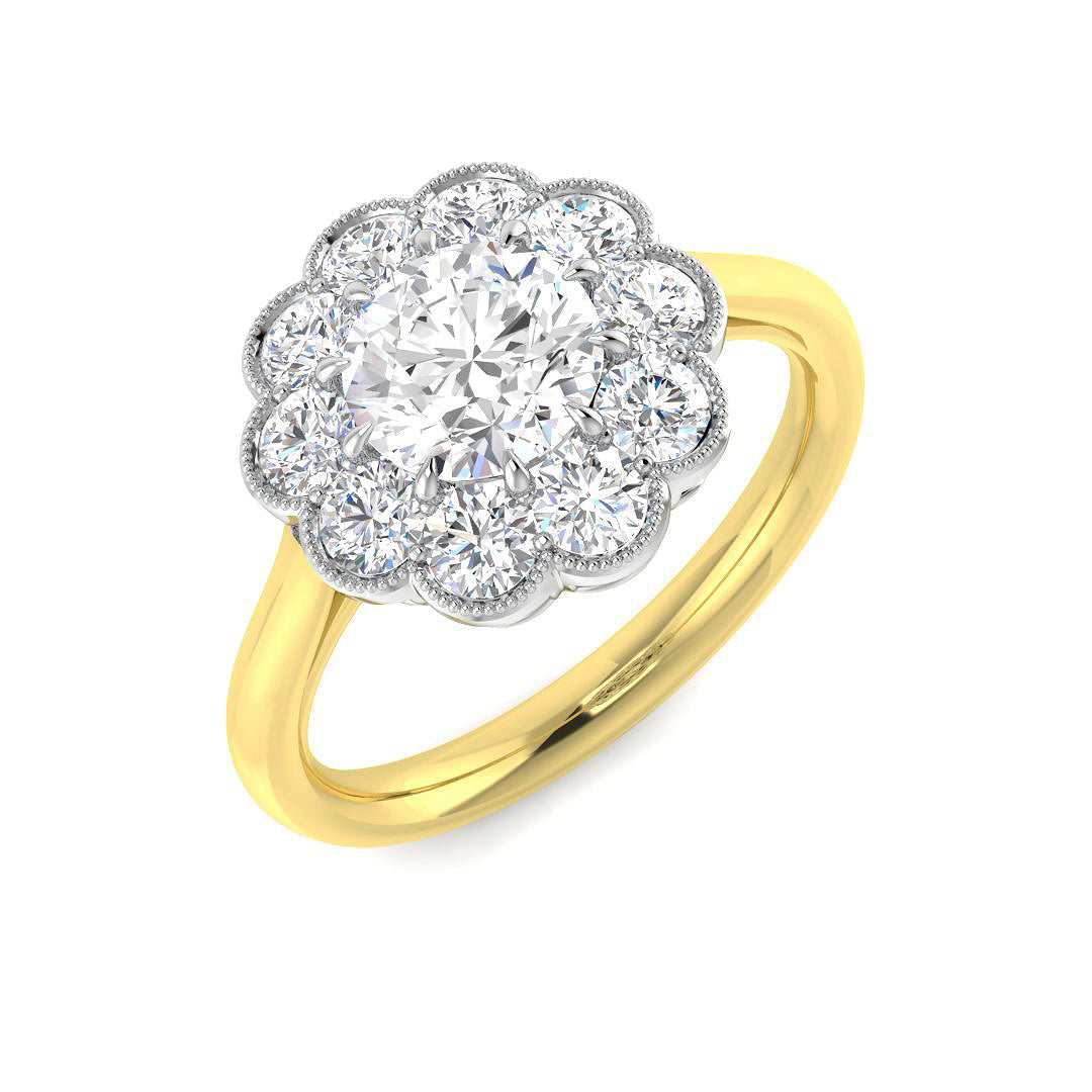 Cluster Lab-Grown Diamond Ring 1.78ct–3.23ct – SR5029 – 18k Yellow Gold