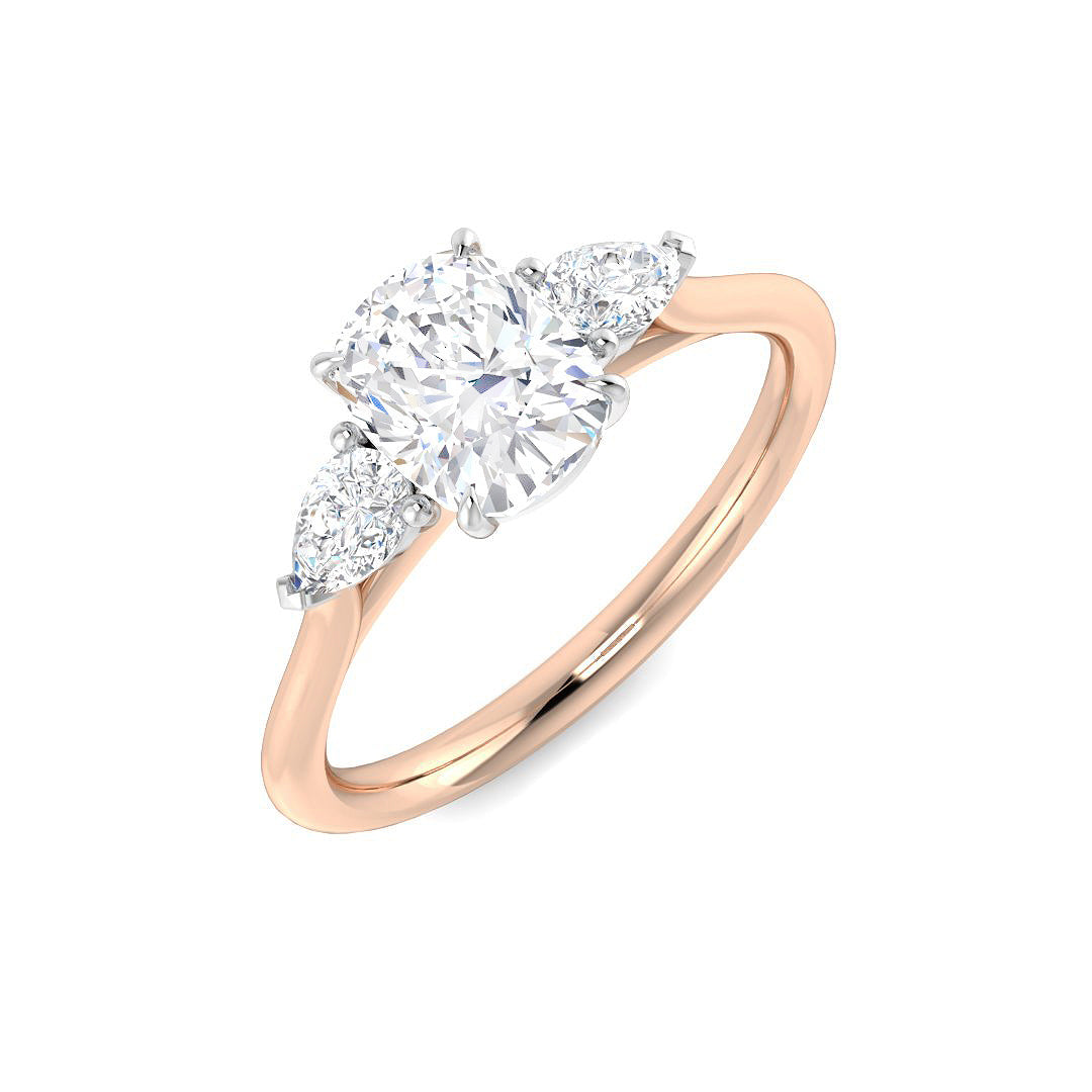 Three Stone Lab-Grown Diamond Ring 1.29ct–2.77ct – SR5787 – 18k Rose Gold